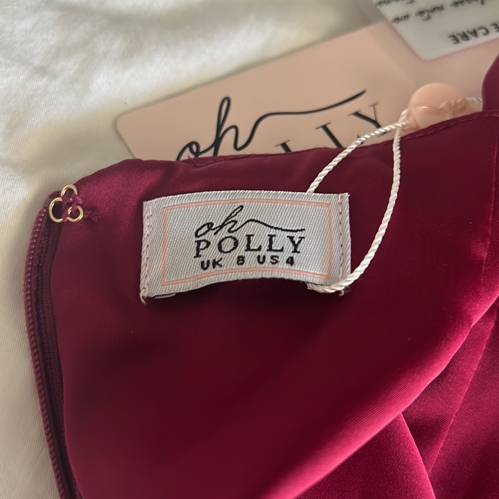 NWT Oh Polly Infatuation Cut Out Satin Mini Dress Wine - Picture 9 of 9